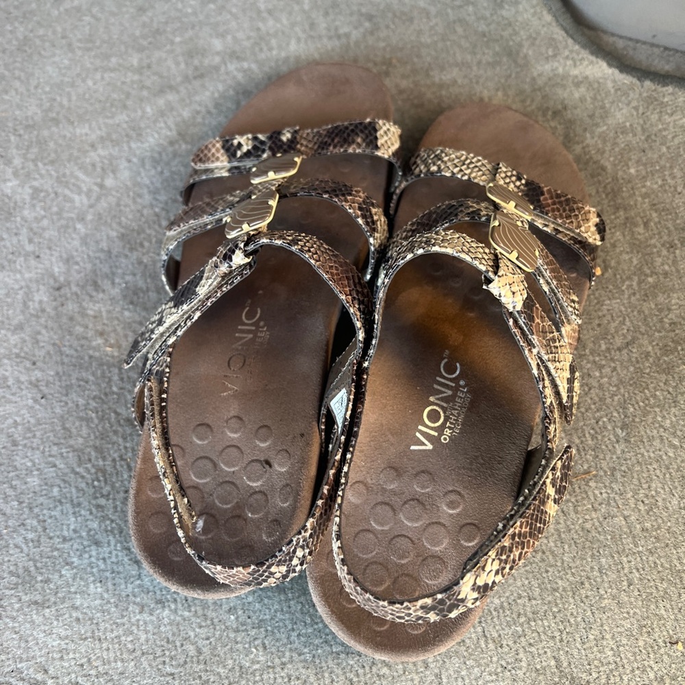 Vionic Snakeskin amber Multi-Strap Sandals - Picture 8 of 9